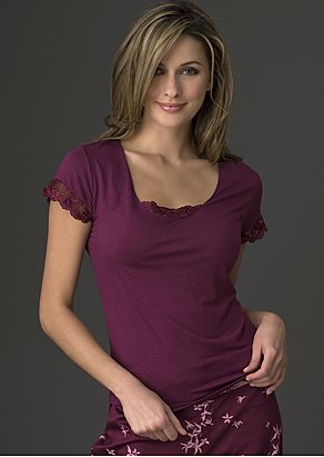 Soft knit tee with lace