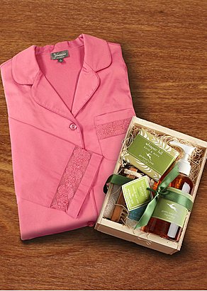 luxury sleep shirt and spa kit