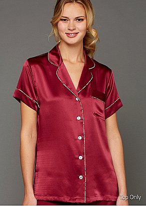 Paradise Found Short Sleeve Silk Pajama Top