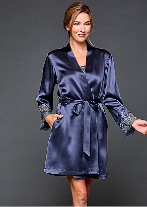 Moonlight Serenade Silk Short Robe
